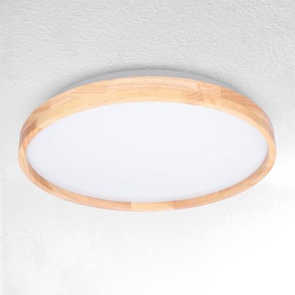Brilagi - ALSON LED himmennettävä kattovalaisin, 48 W, 230 V, 3000–6500 K, tammi, halkaisija 39,5 cm + kaukosäädin