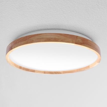 Brilagi - ALSON LED himmennettävä kattovalaisin, 48 W, 230 V, 3000–6500 K, tammi, halkaisija 39,5 cm + kaukosäädin