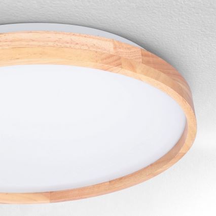 Brilagi - ALSON LED himmennettävä kattovalaisin, 48 W, 230 V, 3000–6500 K, tammi, halkaisija 39,5 cm + kaukosäädin