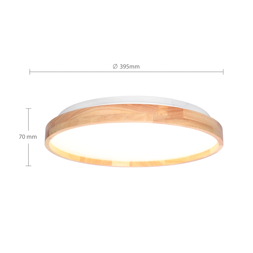 Brilagi - ALSON LED himmennettävä kattovalaisin, 48 W, 230 V, 3000–6500 K, tammi, halkaisija 39,5 cm + kaukosäädin