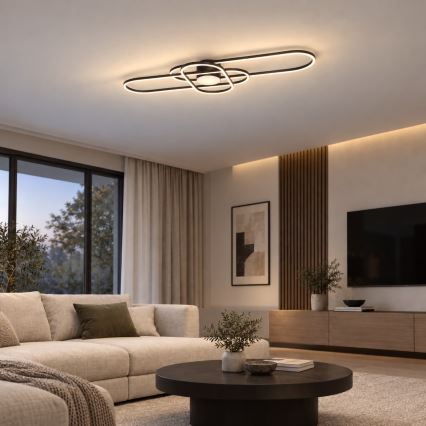 BRILAGI - LED-himmennettävä kattovalaisin APOLLO LED/58W/230V 3000-6500K 43,2x101,2 cm musta + kaukosäädin