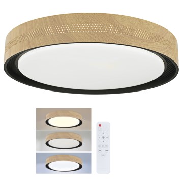 Brilagi - LED-himmennettävä kattovalaisin COCI LED/48W/230V 3000–6500K Ø 39 cm puukuvio/musta + kaukosäädin