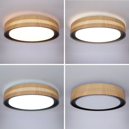 Brilagi - LED-himmennettävä kattovalaisin COCI LED/48W/230V 3000–6500K Ø 39 cm puukuvio/musta + kaukosäädin