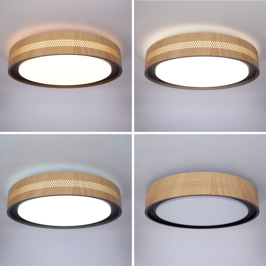 Brilagi - LED-himmennettävä kattovalaisin COCI LED/48W/230V 3000–6500K Ø 39 cm puukuvio/musta + kaukosäädin