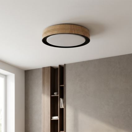 Brilagi - LED-himmennettävä kattovalaisin COCI LED/48W/230V 3000–6500K Ø 39 cm puukuvio/musta + kaukosäädin