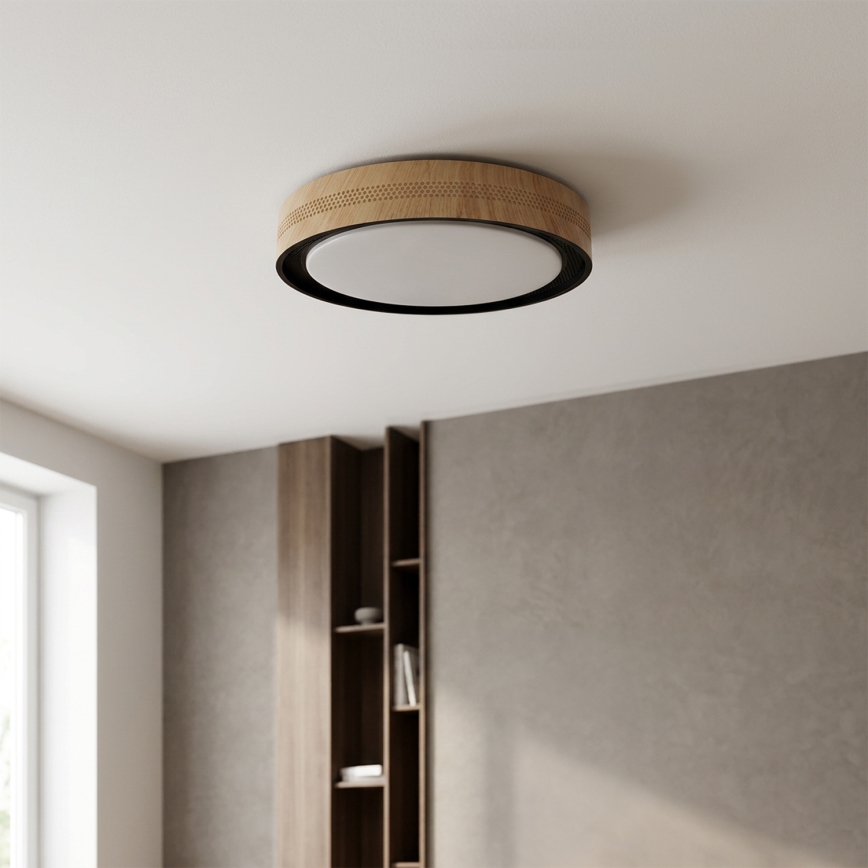 Brilagi - LED-himmennettävä kattovalaisin COCI LED/48W/230V 3000–6500K Ø 39 cm puukuvio/musta + kaukosäädin