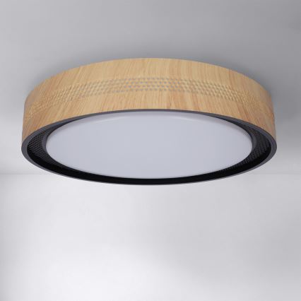 Brilagi - LED-himmennettävä kattovalaisin COCI LED/48W/230V 3000–6500K Ø 39 cm puukuvio/musta + kaukosäädin