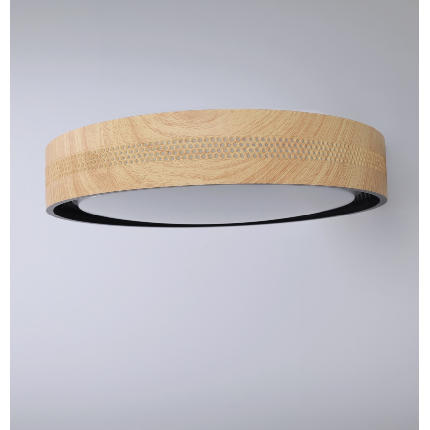 Brilagi - LED-himmennettävä kattovalaisin COCI LED/48W/230V 3000–6500K Ø 39 cm puukuvio/musta + kaukosäädin
