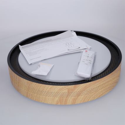 Brilagi - LED-himmennettävä kattovalaisin COCI LED/48W/230V 3000–6500K Ø 39 cm puukuvio/musta + kaukosäädin