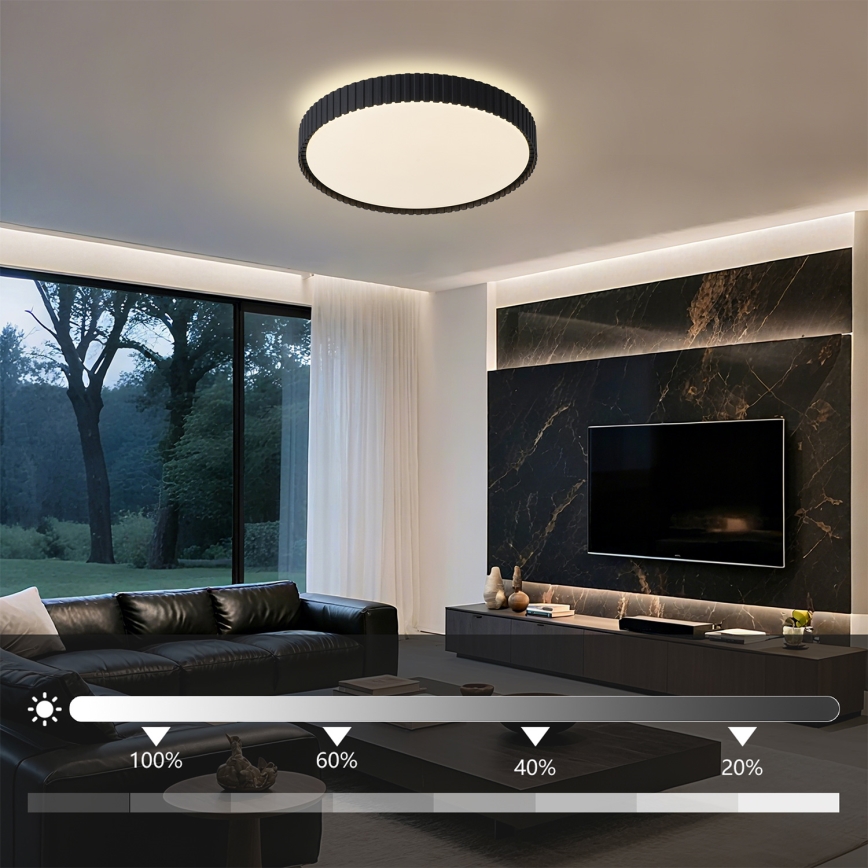 Brilagi - Himennettävä LED-kattovalaisin CORVO LED/54W/230V 3000-6000K musta Ø 40 cm + kaukosäädin