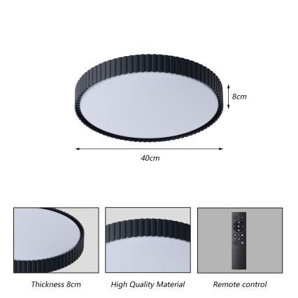 Brilagi - Himennettävä LED-kattovalaisin CORVO LED/54W/230V 3000-6000K musta Ø 40 cm + kaukosäädin