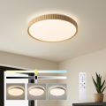 Brilagi - LED-himmennettävä kattovalaisin CORVO LED/72W/230V 3000-6000K puukuosi halkaisija 50 cm + kaukosäädin