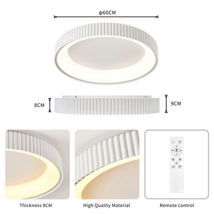 BRILAGI - LED Himmennettävä kattovalaisin FALCON MODERN LED/54W/230V 3000–6000K Ø 60 cm valkoinen + kaukosäädin