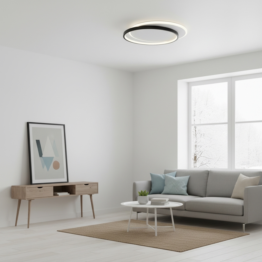 Brilagi - Himennettävä LED-kattovalaisin FLARE LED/48W/230V 3000-6000K 39,5x45 cm valkoinen/musta + kaukosäädin