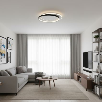 Brilagi - Himennettävä LED-kattovalaisin FLARE LED/48W/230V 3000-6000K 39,5x45 cm valkoinen/musta + kaukosäädin
