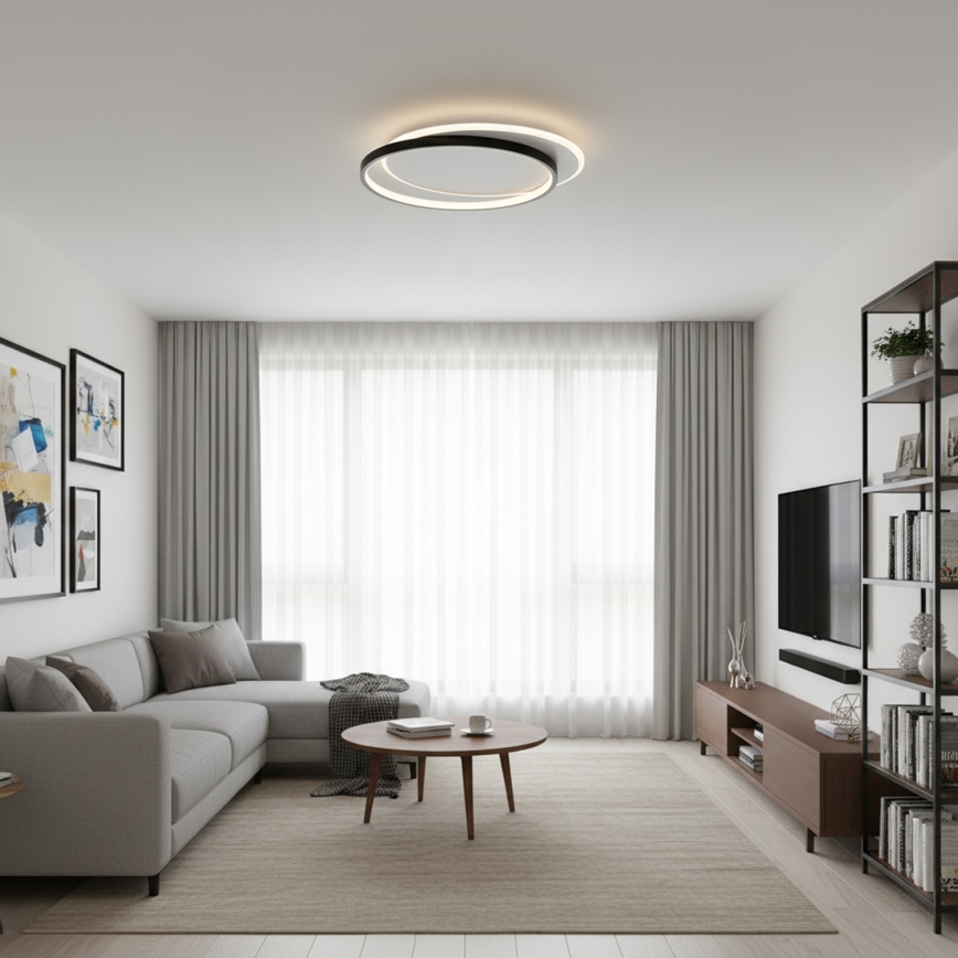 Brilagi - Himennettävä LED-kattovalaisin FLARE LED/48W/230V 3000-6000K 39,5x45 cm valkoinen/musta + kaukosäädin