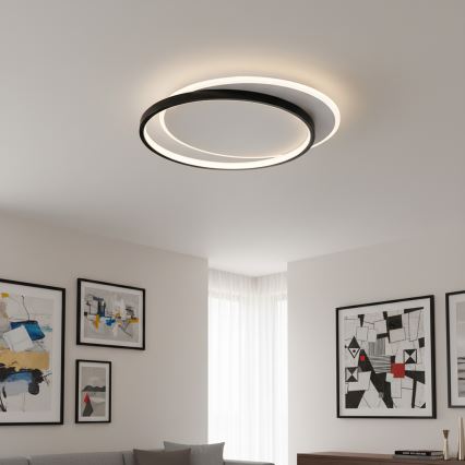 Brilagi - Himennettävä LED-kattovalaisin FLARE LED/48W/230V 3000-6000K 39,5x45 cm valkoinen/musta + kaukosäädin