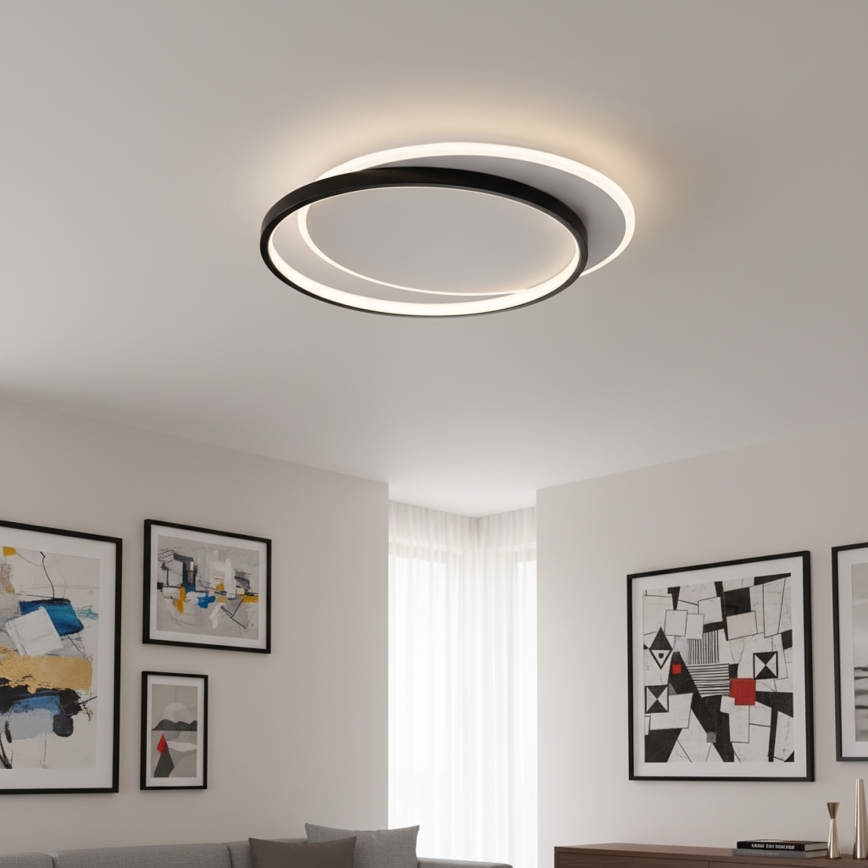 Brilagi - Himennettävä LED-kattovalaisin FLARE LED/48W/230V 3000-6000K 39,5x45 cm valkoinen/musta + kaukosäädin