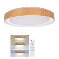 Brilagi - LED-himmennettävä kattovalaisin FLOCO LED/48W/230V halkaisija 40 cm puukuosi/valkoinen + kaukosäädin