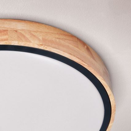 Brilagi - GLORIA himmennettävä LED-kattovalaisin 48 W, 230 V, 3000–6500 K, tammi, Ø 40 cm + kaukosäädin