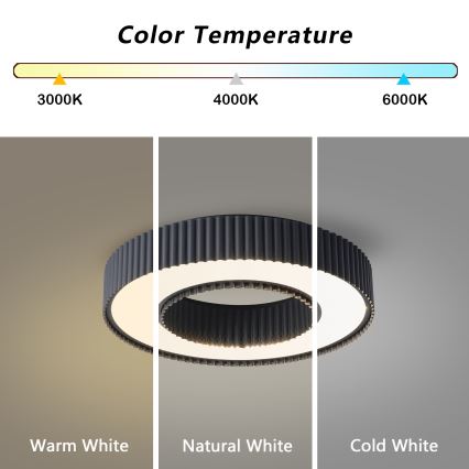 Brilagi - LUMIX LED-himmennettävä kattovalaisin LED/48W/230V 3000-6000K, musta, halkaisija 50 cm + kaukosäädin