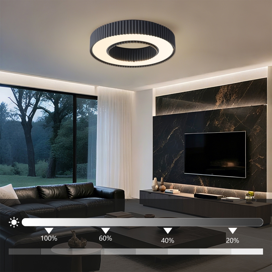 Brilagi - LUMIX LED-himmennettävä kattovalaisin LED/48W/230V 3000-6000K, musta, halkaisija 50 cm + kaukosäädin
