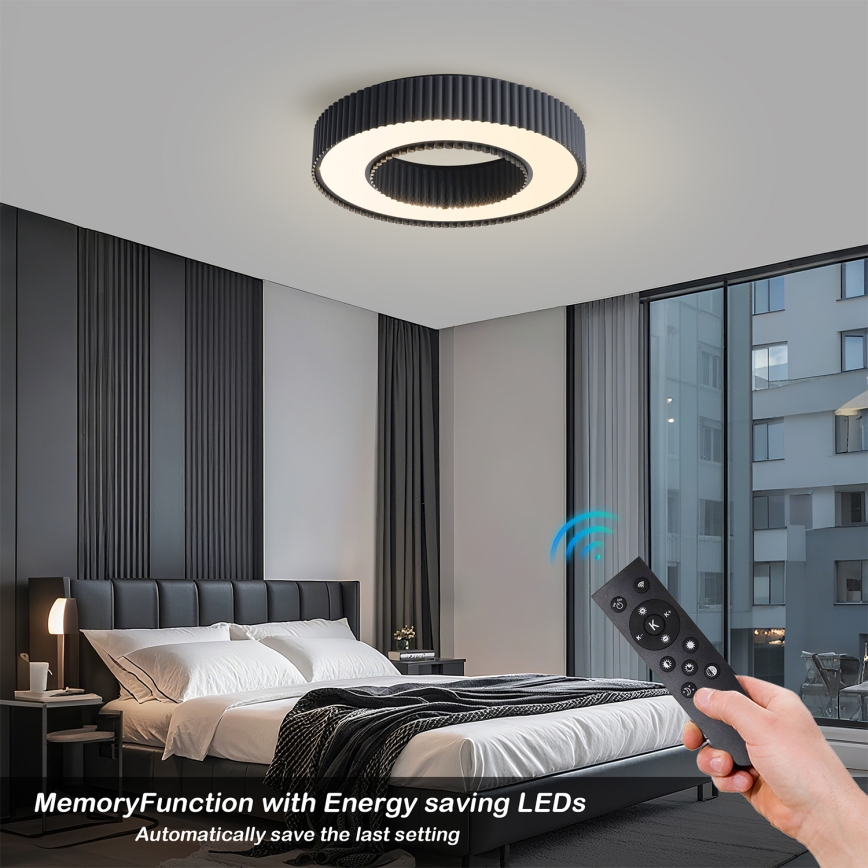 Brilagi - LUMIX LED-himmennettävä kattovalaisin LED/48W/230V 3000-6000K, musta, halkaisija 50 cm + kaukosäädin