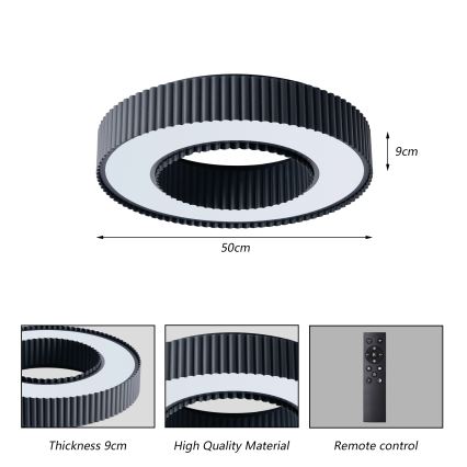 Brilagi - LUMIX LED-himmennettävä kattovalaisin LED/48W/230V 3000-6000K, musta, halkaisija 50 cm + kaukosäädin