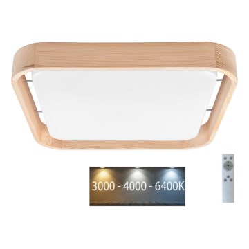 Brilagi - LED-himmennettävä kattovalaisin MANAROLA CUBIC LED/24W/230V 45x45 cm 3000-6500K mänty + kaukosäädin