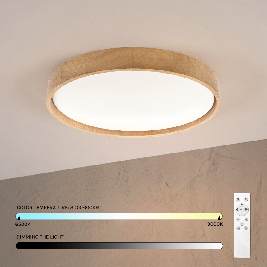 Brilagi - LED-himmennettävä kattovalaisin MANAROLA REMOTE LED/36W/230V 3000–6500 K halkaisija 51 cm tammi + kaukosäädin