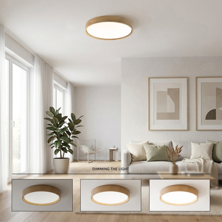 Brilagi - LED-himmennettävä kattovalaisin MANAROLA SMART LED/36W/230V 3000-6000K Wi-Fi Tuya Beacon halkaisija 51 cm tammi + kaukosäädin