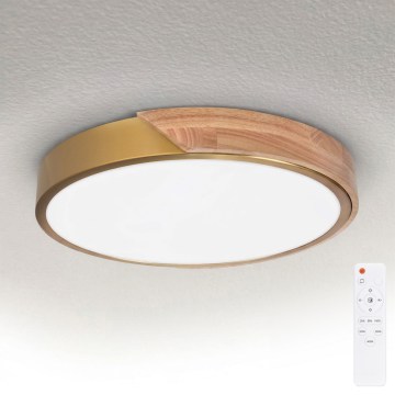BRILAGI - LED-himmennettävä kattovalaisin PILANA LED/48W/230V 3000-6500K tammi/kulta Ø 40 cm + kaukosäädin