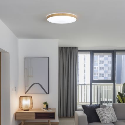 Brilagi - LED-himmennettävä kattovalaisin PINE LED/60W/230V puuviimeistely halkaisija 52 cm 3000-6500K + kaukosäädin