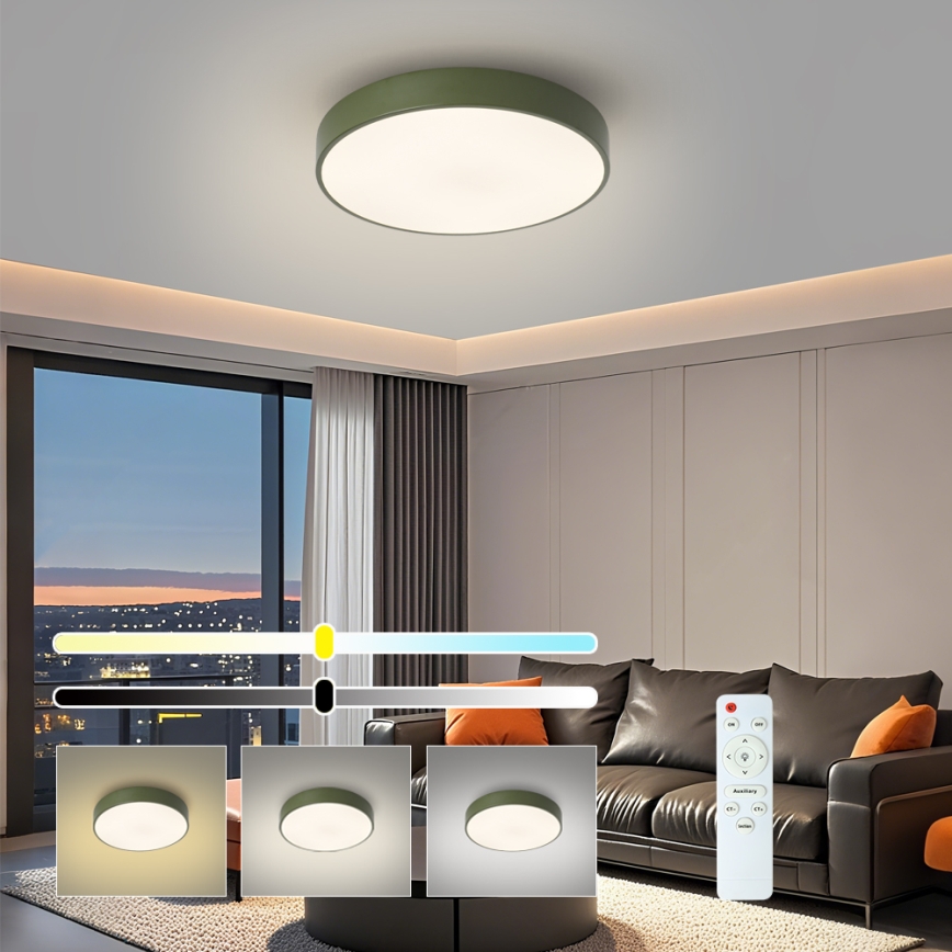 Brilagi - Himmennettävä LED-kattovalaisin POOL LED/48W/230V 3000-6000K Ø 40 cm vihreä + kaukosäädin