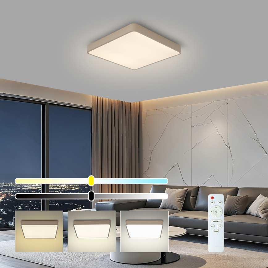 Brilagi - LED himmennettävä kattovalaisin POOL LED/48W/230V 3000-6000K 50x50 cm beige + kaukosäädin