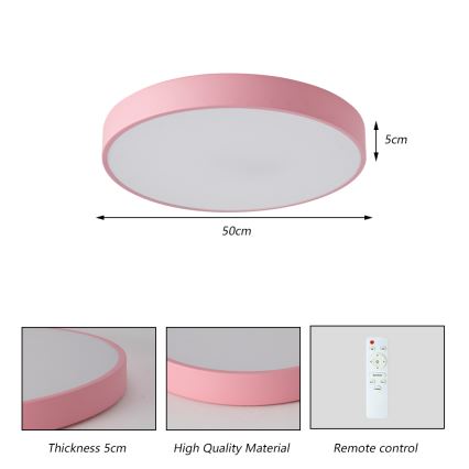 Brilagi - Himennettävä LED-kattovalaisin POOL LED/60W/230V 3000-6000K halkaisija 50 cm vaaleanpunainen + kaukosäädin