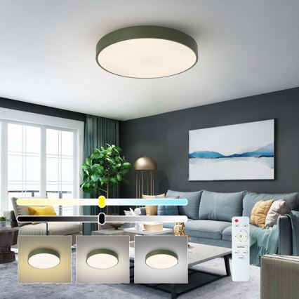 Brilagi - himmennettävä LED-kattovalaisin POOL, 60 W, 230 V, 3000–6000 K, Ø 50 cm, vihreä + kaukosäädin