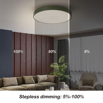 Brilagi - himmennettävä LED-kattovalaisin POOL, 60 W, 230 V, 3000–6000 K, Ø 50 cm, vihreä + kaukosäädin