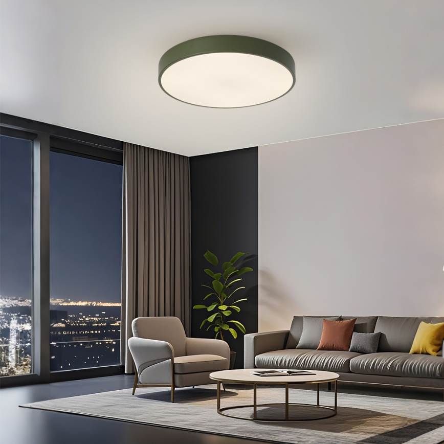 Brilagi - himmennettävä LED-kattovalaisin POOL, 60 W, 230 V, 3000–6000 K, Ø 50 cm, vihreä + kaukosäädin