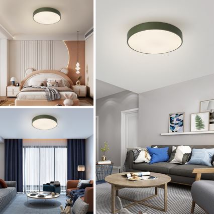 Brilagi - himmennettävä LED-kattovalaisin POOL, 60 W, 230 V, 3000–6000 K, Ø 50 cm, vihreä + kaukosäädin