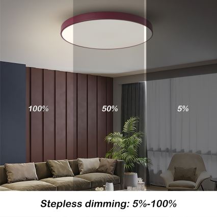 Brilagi - LED-himmennettävä kattovalaisin POOL LED/60W/230V 3000-6000K halkaisija 60 cm burgundinpunainen + kaukosäädin