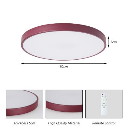 Brilagi - LED-himmennettävä kattovalaisin POOL LED/60W/230V 3000-6000K halkaisija 60 cm burgundinpunainen + kaukosäädin