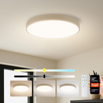 Brilagi - LED-himmennettävä kattovalaisin POOL SMART, 60 W, 230 V, 3000–6000 K, Ø 50 cm, Tuya-yhteensopiva Wi-Fi, beige + kaukosäädin