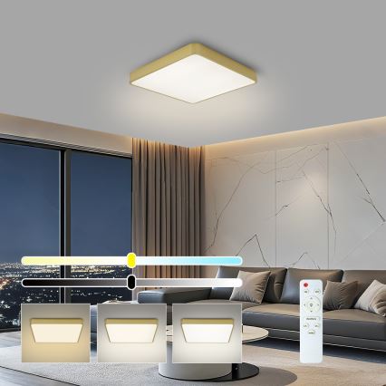 BRILAGI - LED himmennettävä kattovalaisin POOL SQUARE LED/36W/230V 3000-6000K 40x40 cm kullanvärinen + kaukosäädin