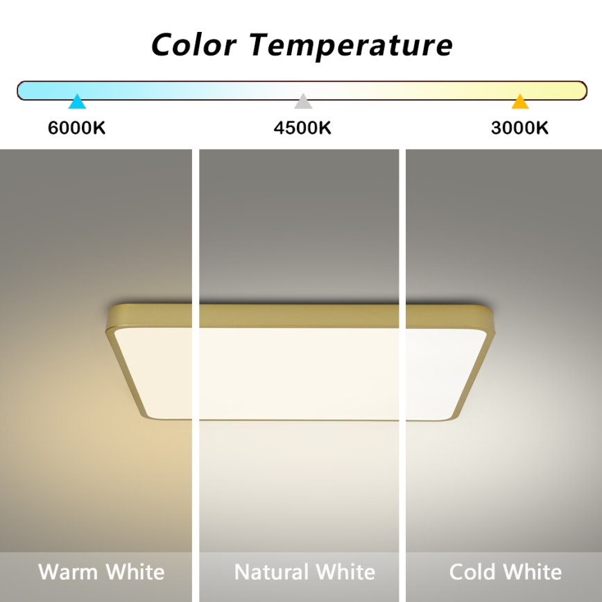 BRILAGI - LED himmennettävä kattovalaisin POOL SQUARE LED/36W/230V 3000-6000K 40x40 cm kullanvärinen + kaukosäädin