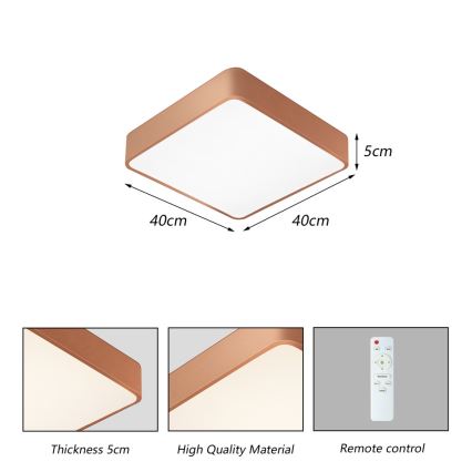 BRILAGI - himennettävä LED-kattovalaisin POOL SQUARE LED/36W/230V 3000-6000K 40x40 cm kuparinvärinen + kaukosäädin
