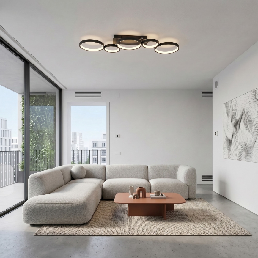 Brilagi - LED-himmennettävä kattovalaisin RINGO LED/34W/230V 3000-6000K 28x84 cm musta + kaukosäädin