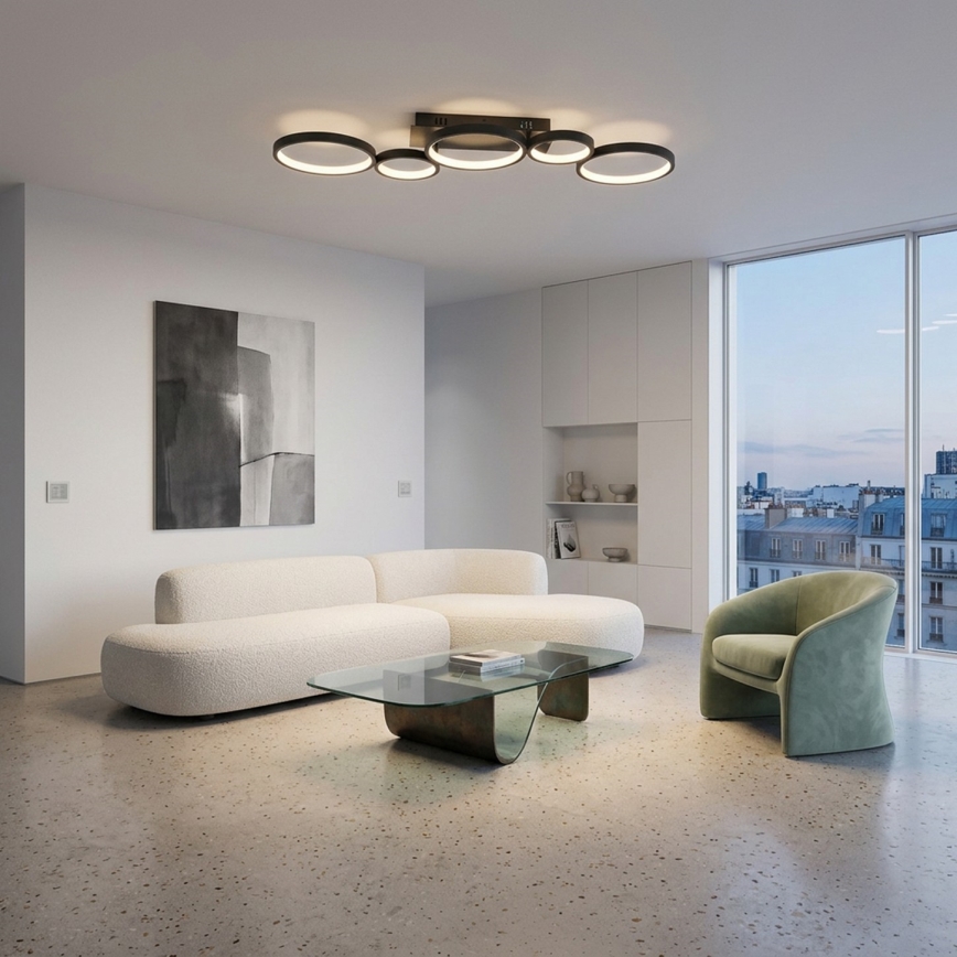 Brilagi - LED-himmennettävä kattovalaisin RINGO LED/34W/230V 3000-6000K 28x84 cm musta + kaukosäädin