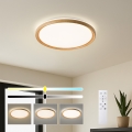 Brilagi - LED-himmennettävä kattovalaisin RIVO LED/72W/230V 3000-6000K puukuosi, halkaisija 50 cm + kaukosäädin