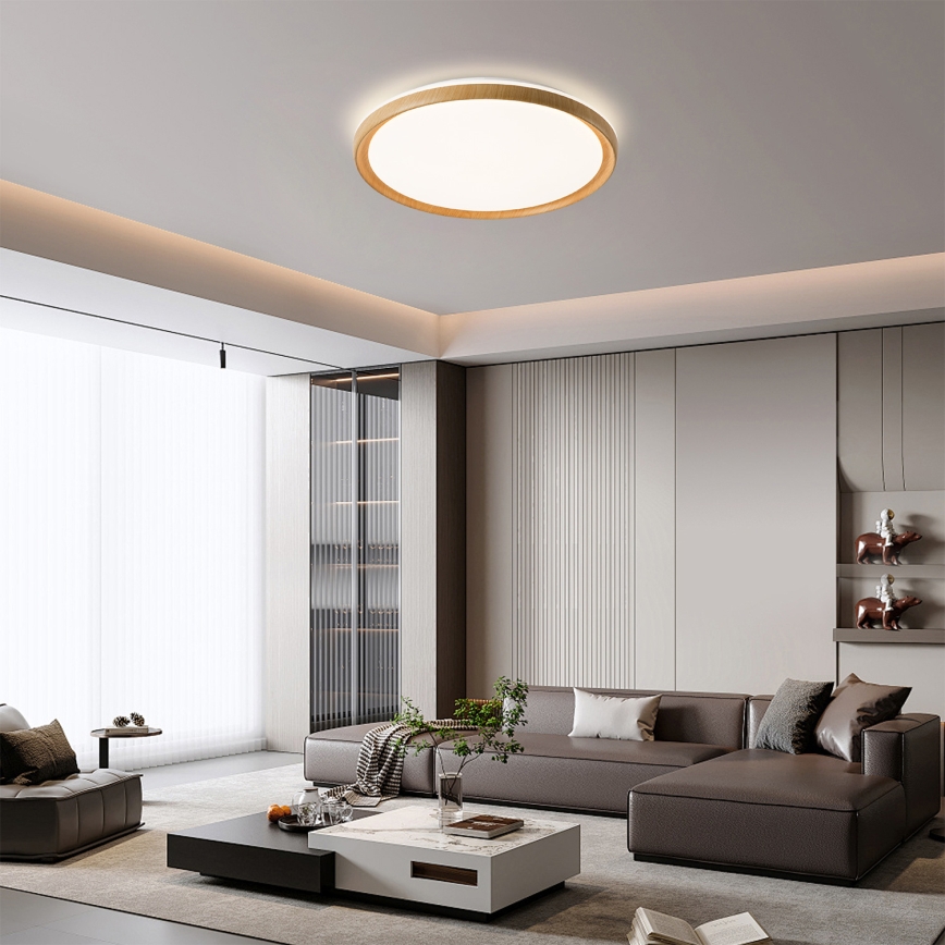 Brilagi - LED-himmennettävä kattovalaisin RIVO LED/72W/230V 3000-6000K puukuosi, halkaisija 50 cm + kaukosäädin